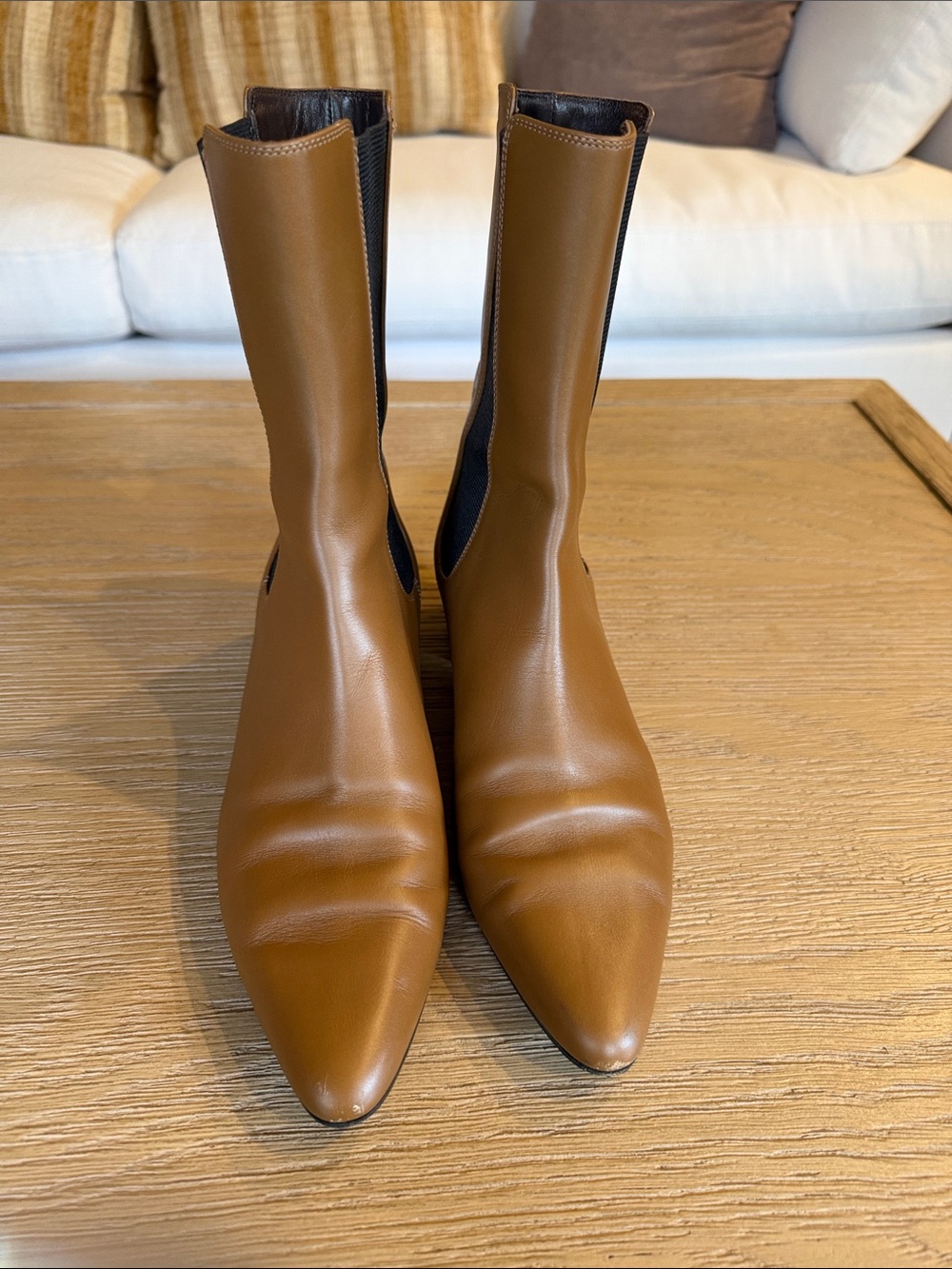 The Row Brown Pointed Toe Stretch Ankle Boots